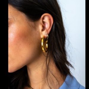 Luv AJ Gold Architecural statement hoop earrings